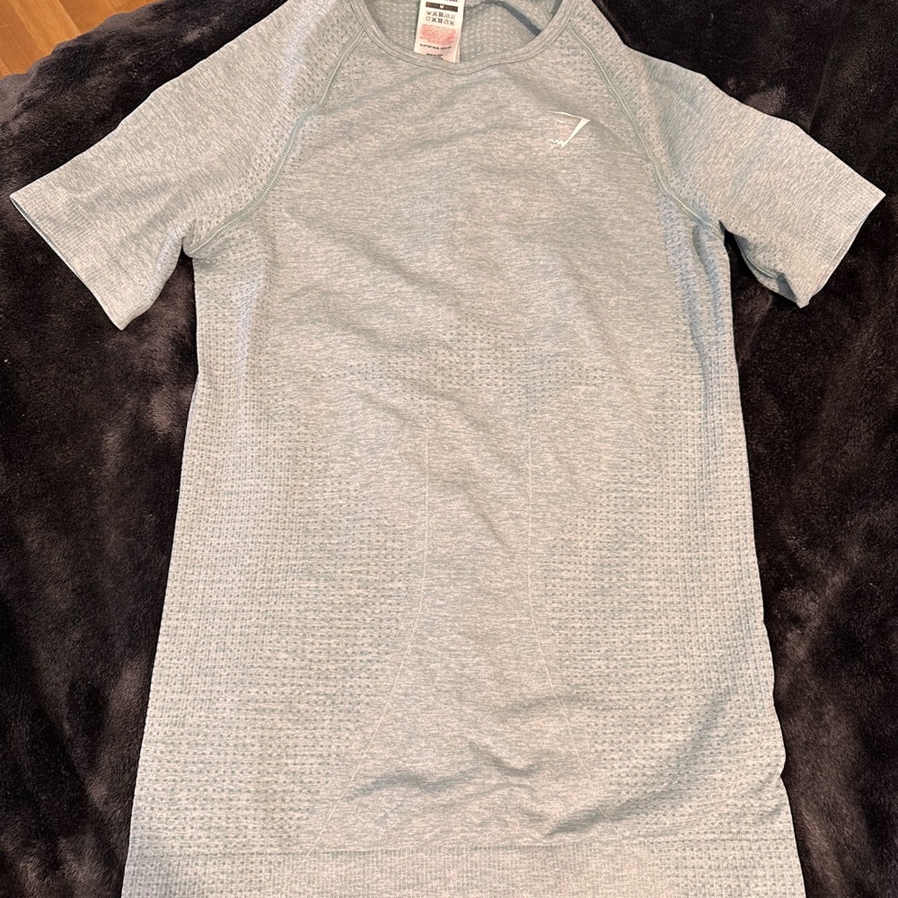 Blue Short Sleeve Gym shark Athletic Shirt